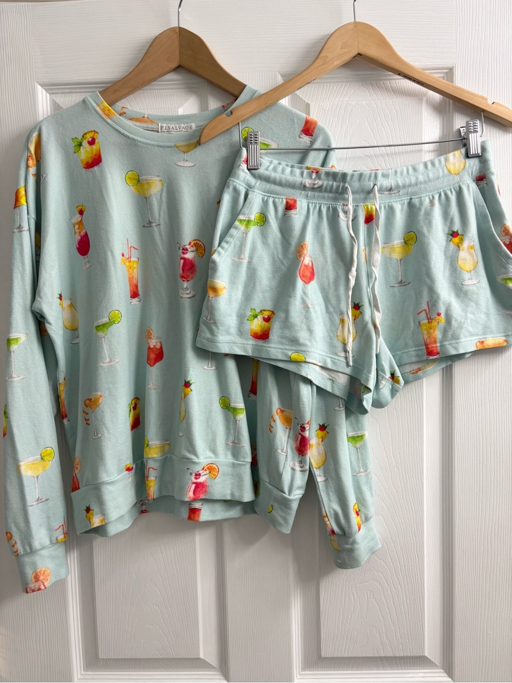 PJ Salvage Pajama Set Long Sleeve Shorts Medium
